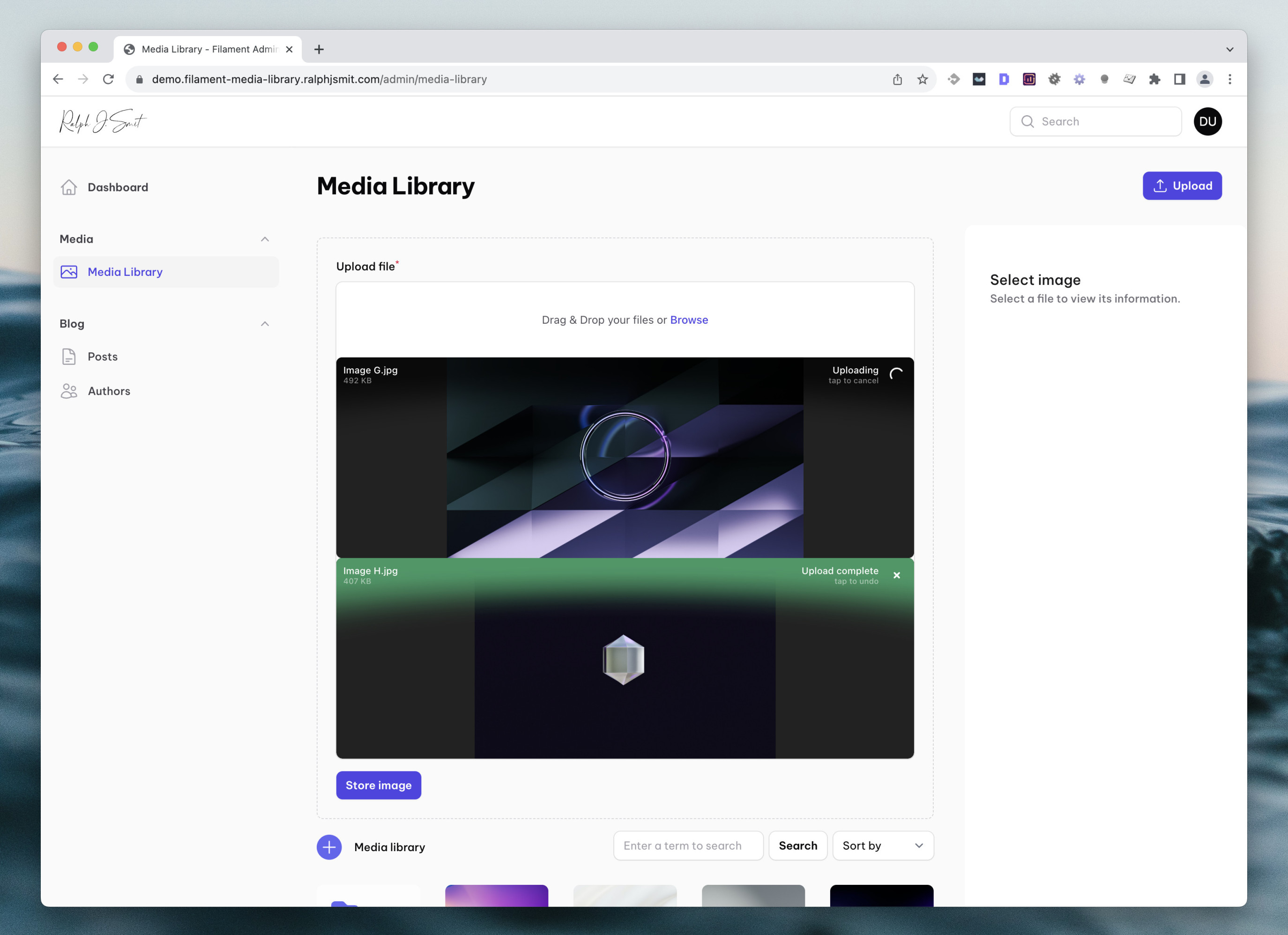 Filament Media Library Bulk Upload