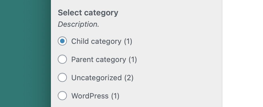 Creating a category radio button in the WordPress customizer