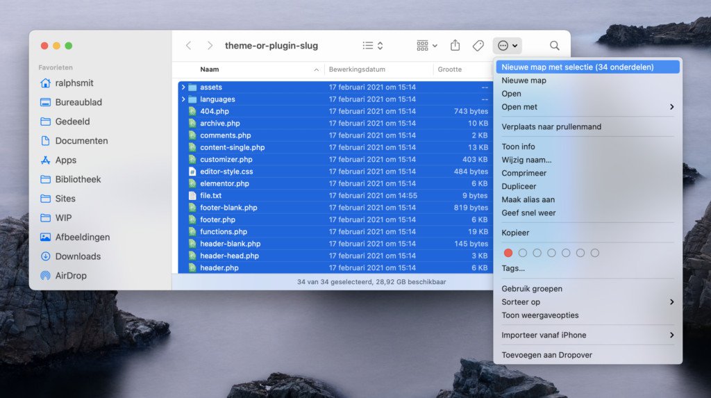 Create a new folder with the files.